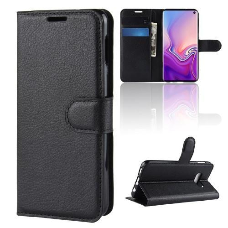 Litch PU kožené peněženkové pouzdro na Samsung Galaxy S10e - černé