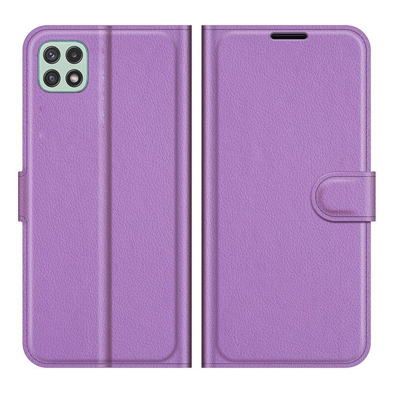Litch PU kožené peněženkové pouzdro pro mobil Samsung Galaxy A22 5G - fialové