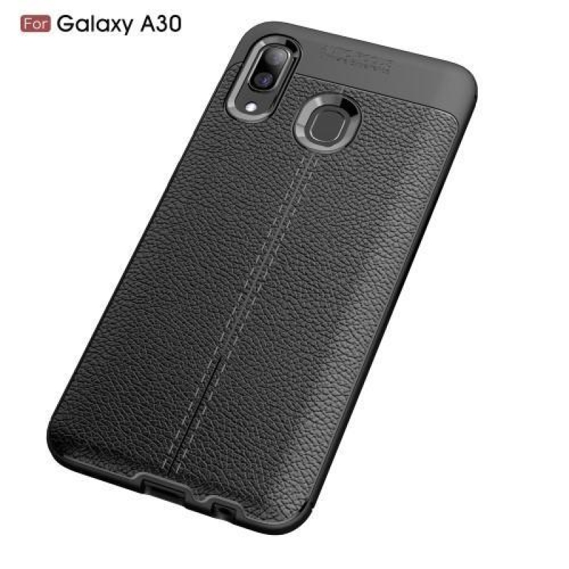 Litchi gelové odolné pouzdro na mobil Samsung Galaxy A30 - černé
