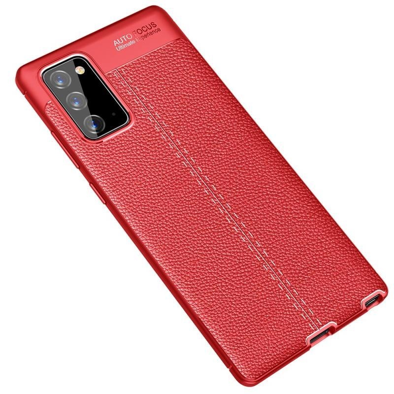 Litchi gelový odolný obal s texturou na mobil Samsung Galaxy Note 20/Note 20 5G - červený
