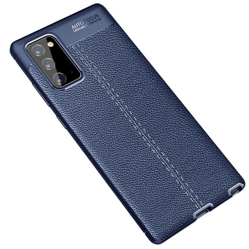 Litchi gelový odolný obal s texturou na mobil Samsung Galaxy Note 20/Note 20 5G - tmavěmodrý