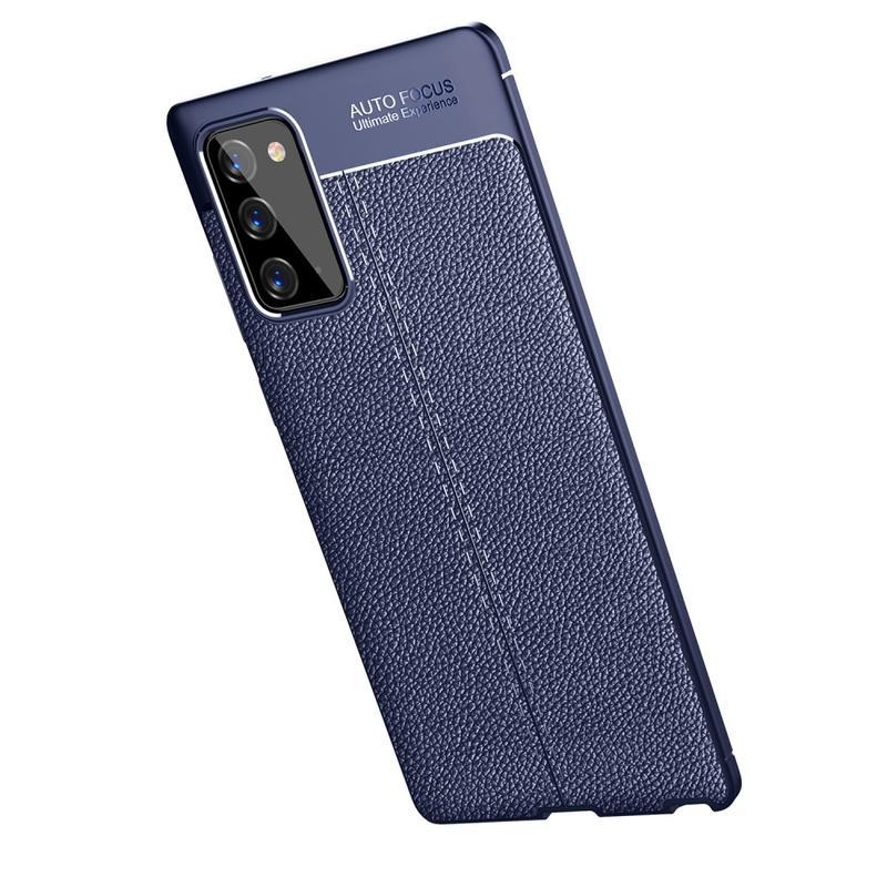 Litchi gelový odolný obal s texturou na mobil Samsung Galaxy Note 20/Note 20 5G - tmavěmodrý