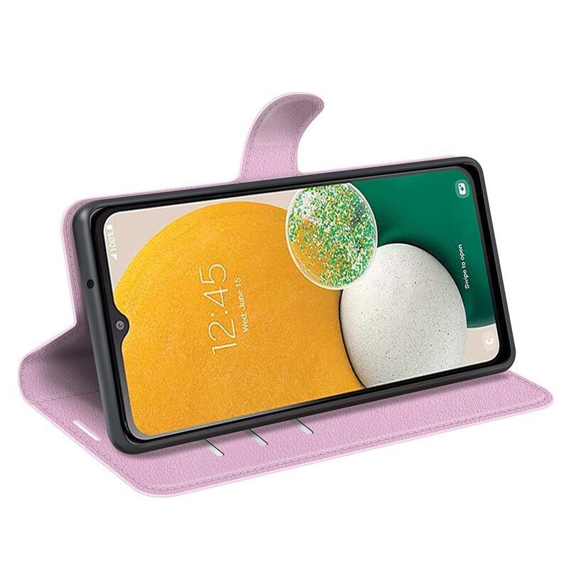 Litchi knížkové pouzdro na Samsung Galaxy A14 4G/5G - růžové