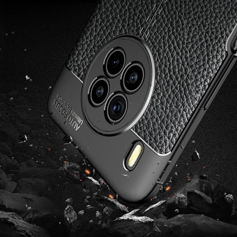 Litchi odolný gelový obal na mobil Huawei Nova 8i/Honor 50 Lite - černý