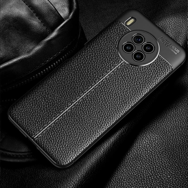Litchi odolný gelový obal na mobil Huawei Nova 8i/Honor 50 Lite - černý