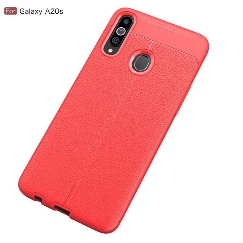 Litchi odolný gelový obal na mobil Samsung Galaxy A20s - červený