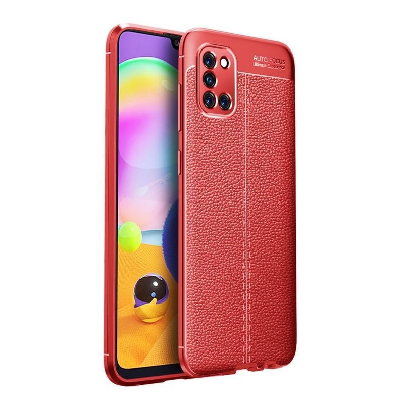 Litchi odolný gelový obal na mobil Samsung Galaxy A31 - červené