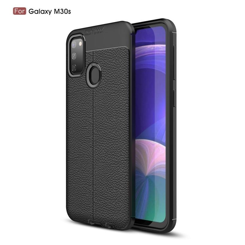 Litchi odolný gelový obal na mobil Samsung Galaxy M21 - černý