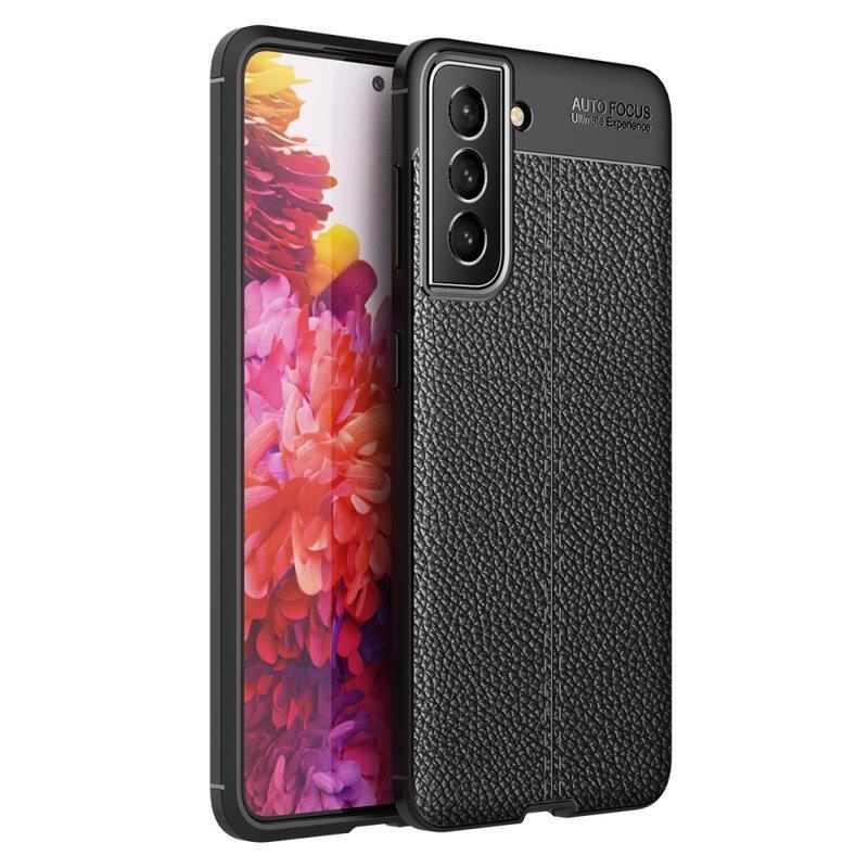 Litchi odolný gelový obal na mobil Samsung Galaxy S21 FE 5G - černý
