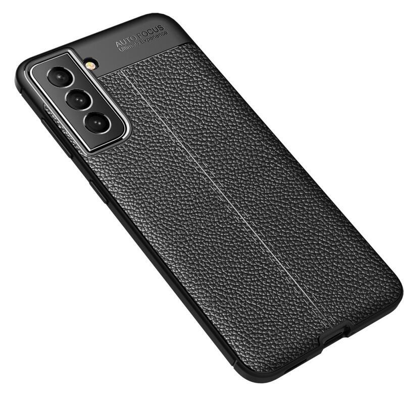 Litchi odolný gelový obal na mobil Samsung Galaxy S21 FE 5G - černý