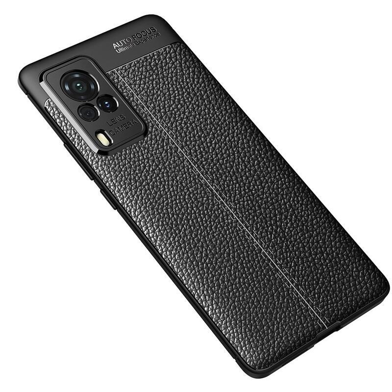 Litchi odolný gelový obal na mobil Vivo X60 Pro 5G - černý