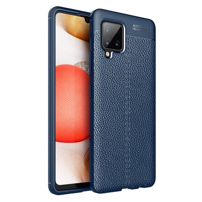 Litchi odolný gelový obal pro mobil Samsung Galaxy A42 5G - modrý