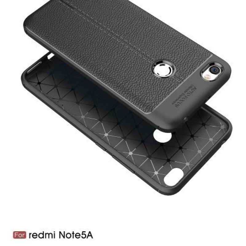 Litchi odolný obal s texturovanými zády na Xiaomi Redmi Note 5A Prime- černý