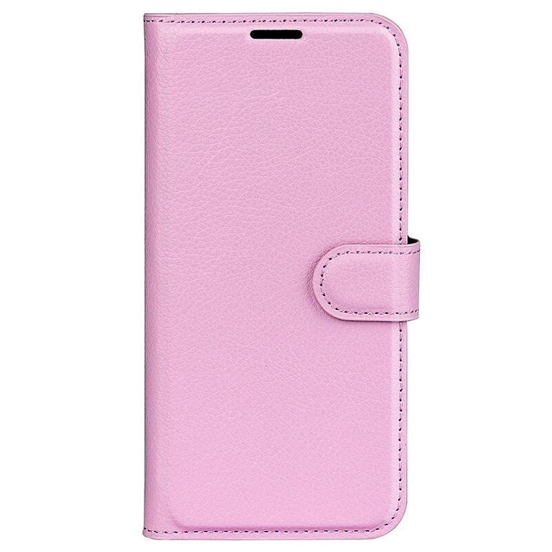 Litchi peněženkové pouzdro na iPhone 14 Plus - růžové