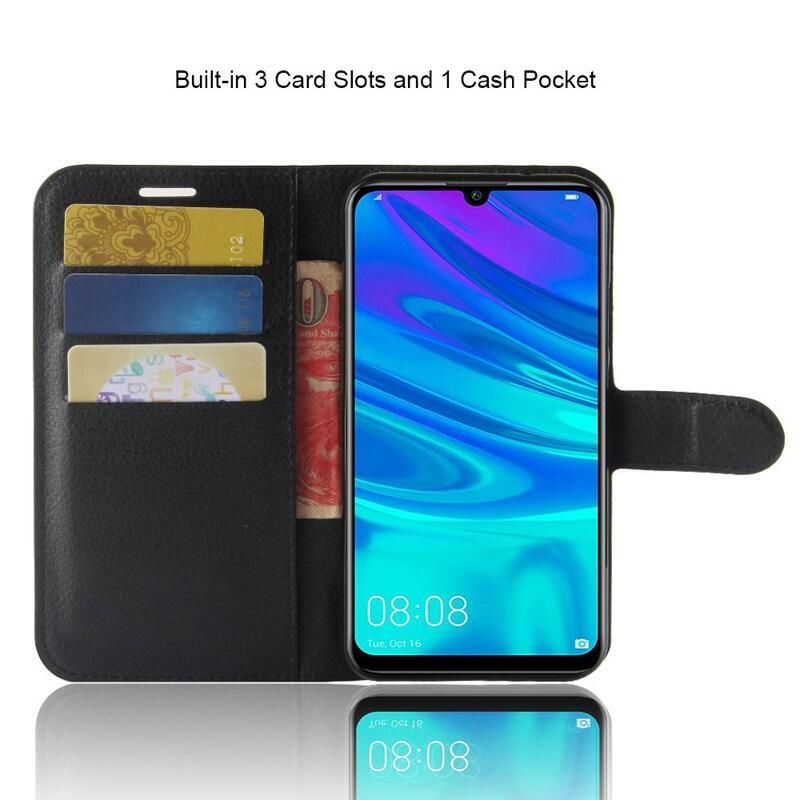 Litchi peněženkové pouzdro na mobil Huawei P30 Lite - černé