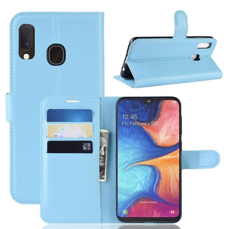 Litchi peněženkové pouzdro na mobil Samsung Galaxy A20e - modré