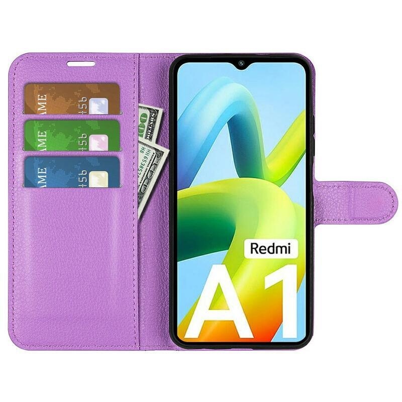 Litchi peněženkové pouzdro na mobil Xiaomi Redmi A1/Redmi A2 - fialové