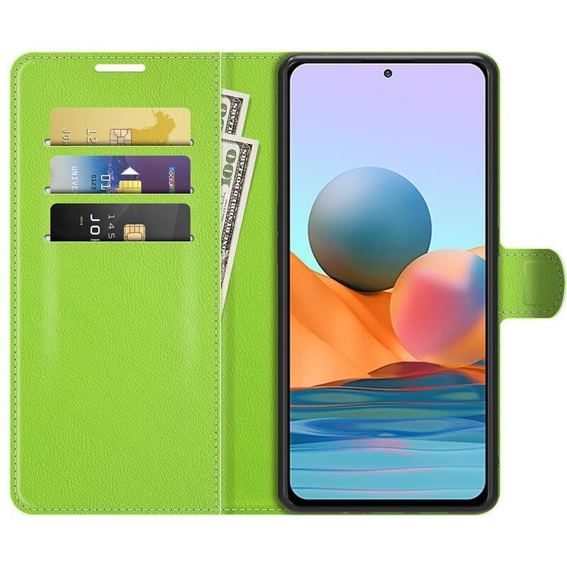 Litchi peněženkové pouzdro na mobil Xiaomi Redmi Note 10 Pro - zelené