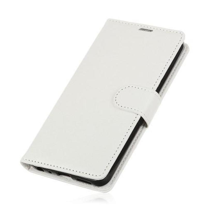 Litchi PU kožené knížkové pouzdro na mobil Honor 7X -  bílé