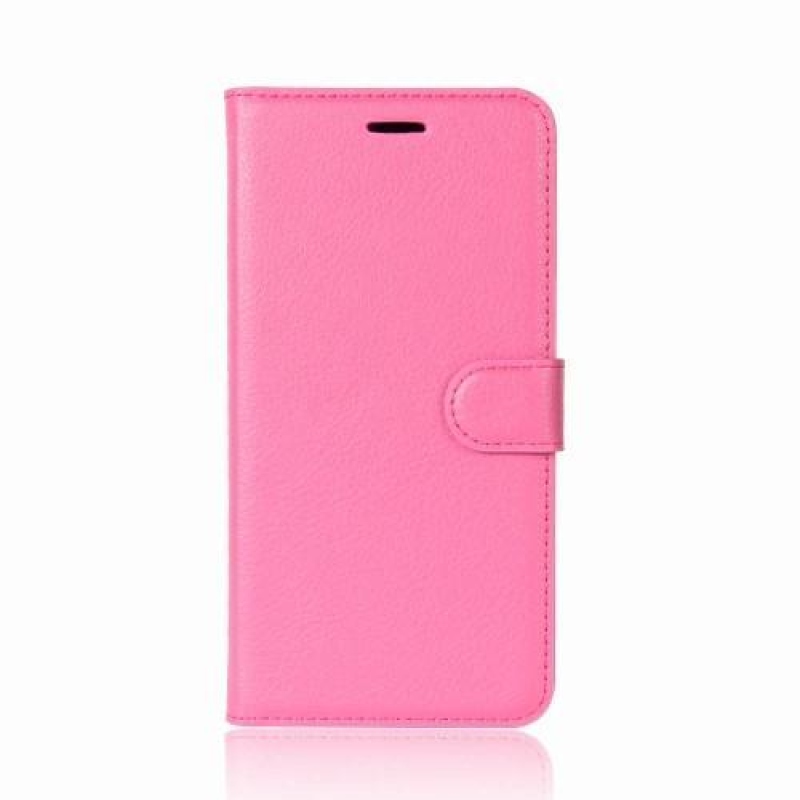 Litchi PU kožené knížkové pouzdro na Samsung Galaxy A8 (2018) - rose
