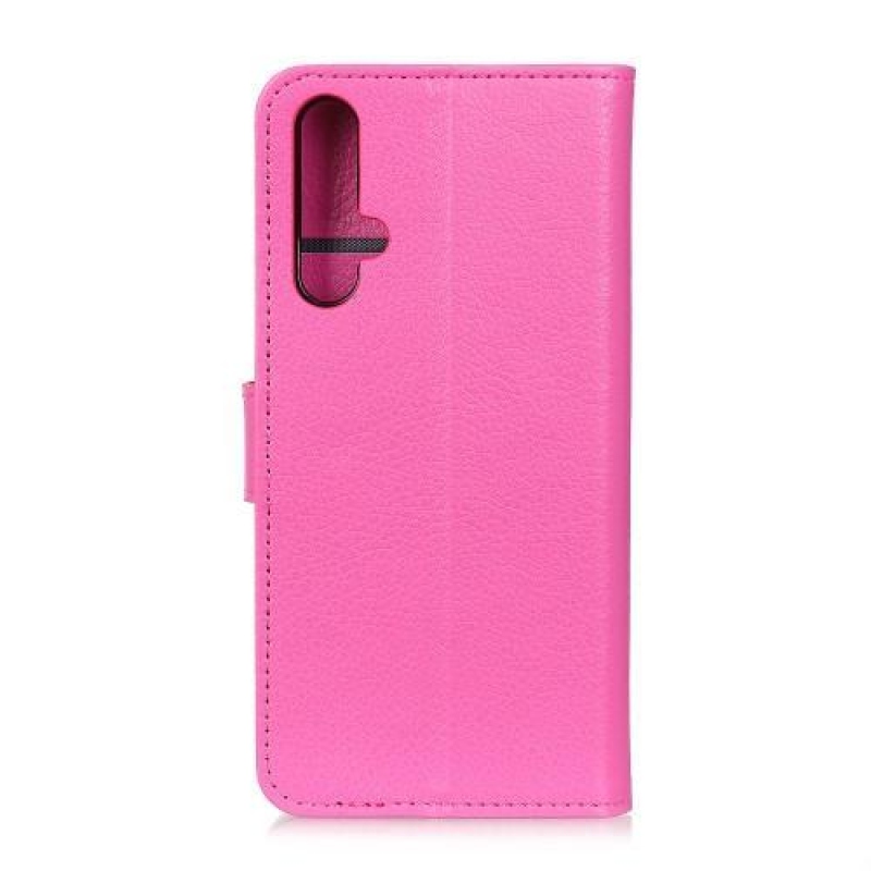 Litchi PU kožené peněženkové pouzdro na mobil Honor 20 / Huawei Nova 5T - rose