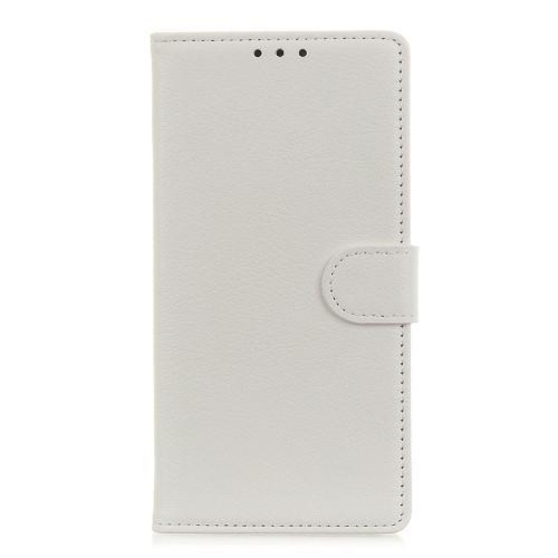 Litchi PU kožené peněženkové pouzdro na mobil Honor 20 Pro - bílé