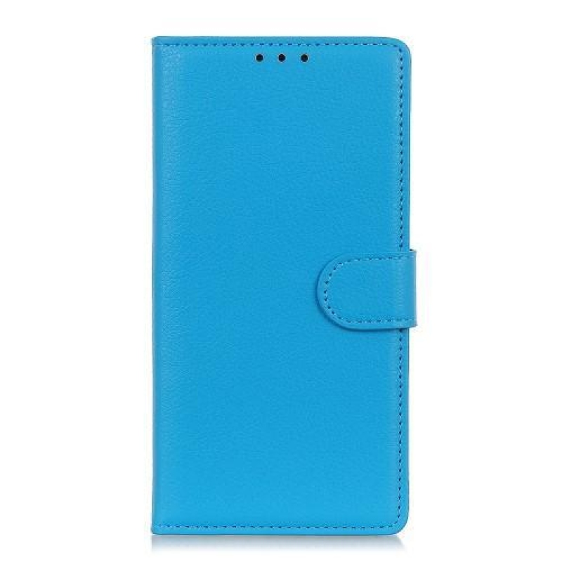 Litchi PU kožené peněženkové pouzdro na mobil Honor 20 Pro - modré