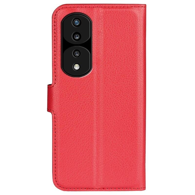 Litchi PU kožené peněženkové pouzdro na mobil Honor 70 5G - červené