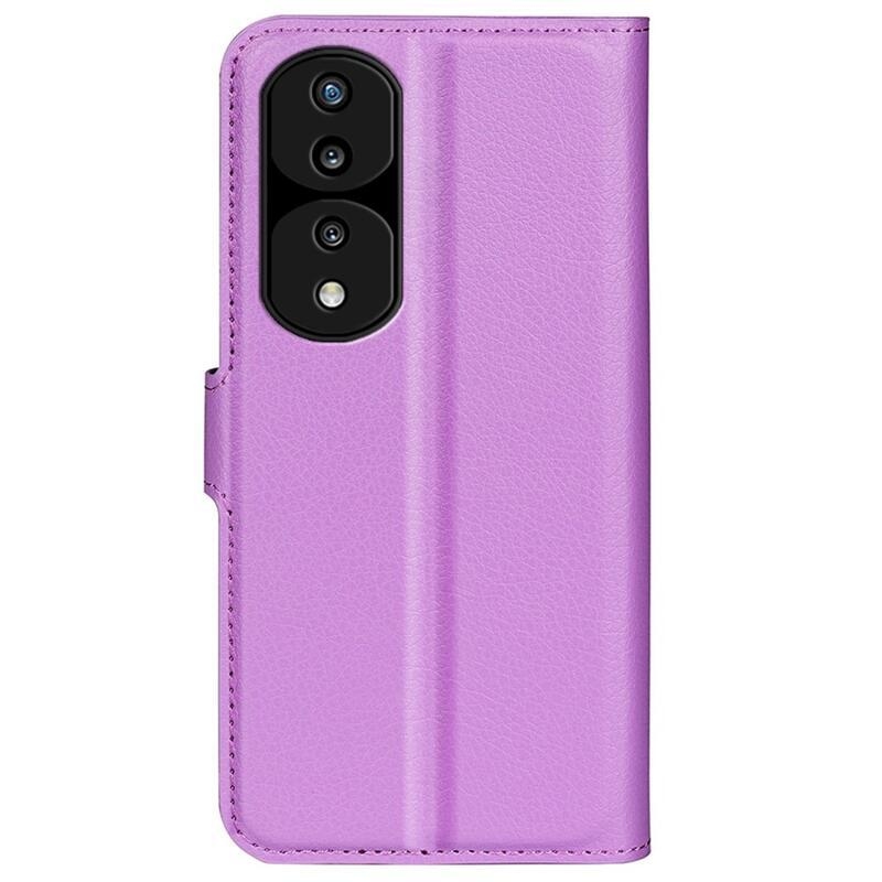 Litchi PU kožené peněženkové pouzdro na mobil Honor 70 5G - fialové