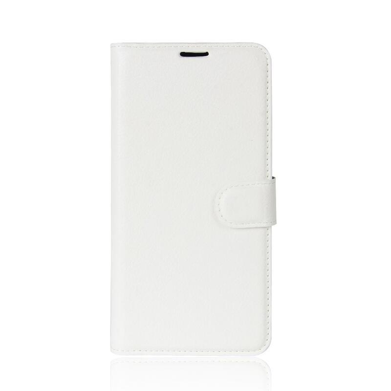 Litchi PU kožené peněženkové pouzdro na mobil Honor 9 - bílé