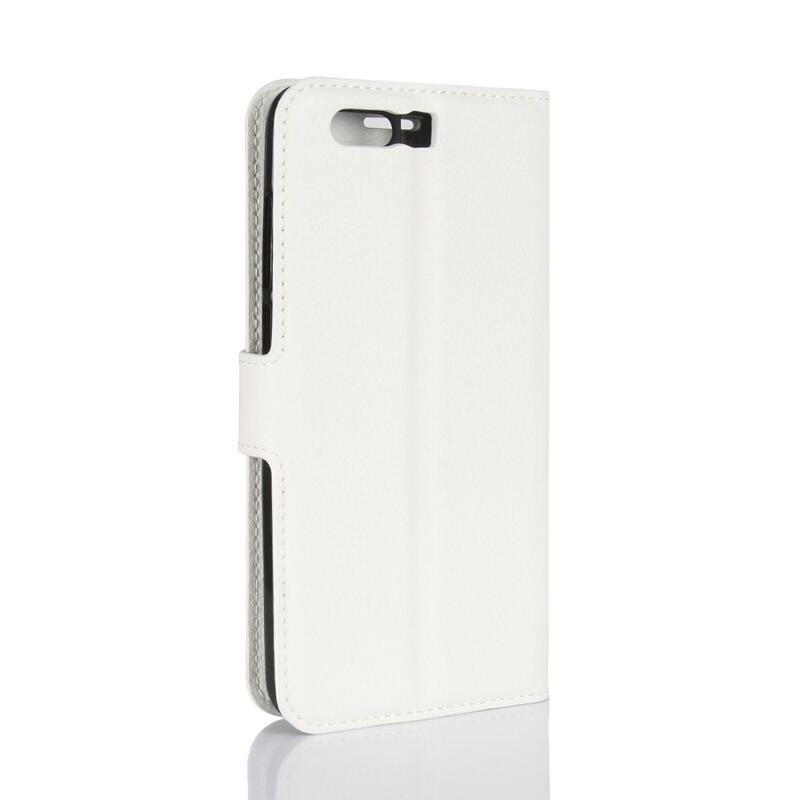 Litchi PU kožené peněženkové pouzdro na mobil Honor 9 - bílé