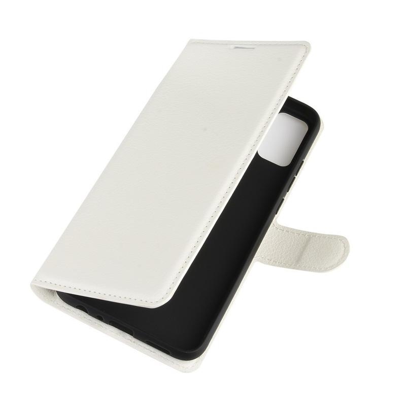 Litchi PU kožené peněženkové pouzdro na mobil Honor 9X Lite - bílé