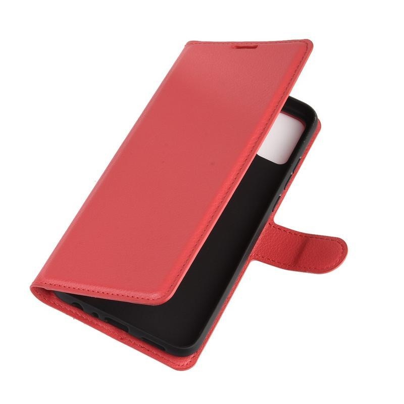 Litchi PU kožené peněženkové pouzdro na mobil Honor 9X Lite - červené
