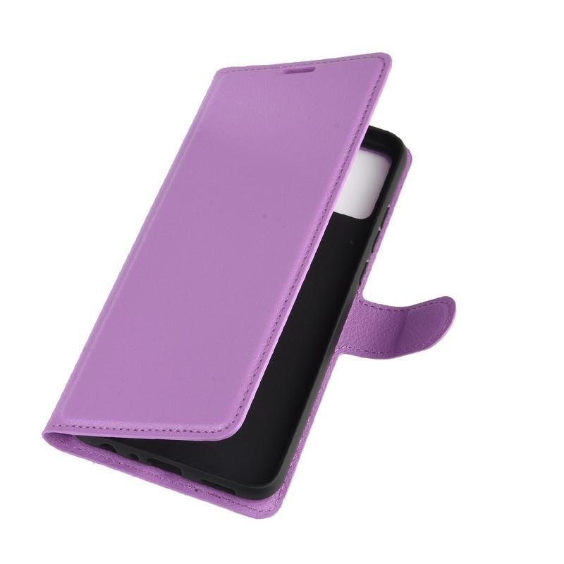 Litchi PU kožené peněženkové pouzdro na mobil Honor 9X Lite - fialové
