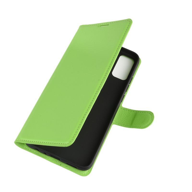 Litchi PU kožené peněženkové pouzdro na mobil Honor 9X Lite - zelené