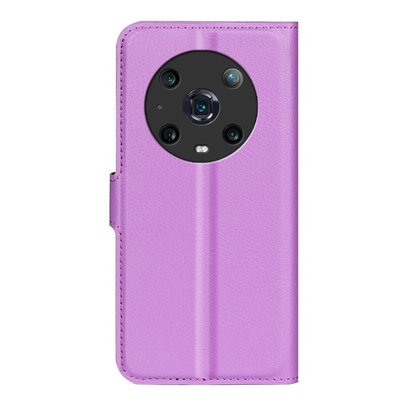 Litchi PU kožené peněženkové pouzdro na mobil Honor Magic 4 Pro 5G - fialové