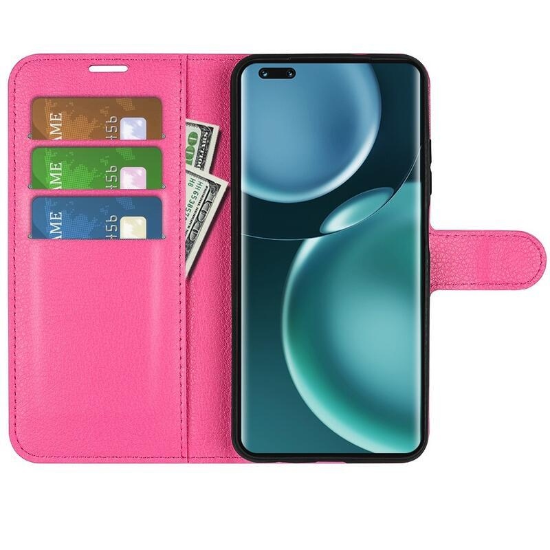 Litchi PU kožené peněženkové pouzdro na mobil Honor Magic 4 Pro 5G - rose
