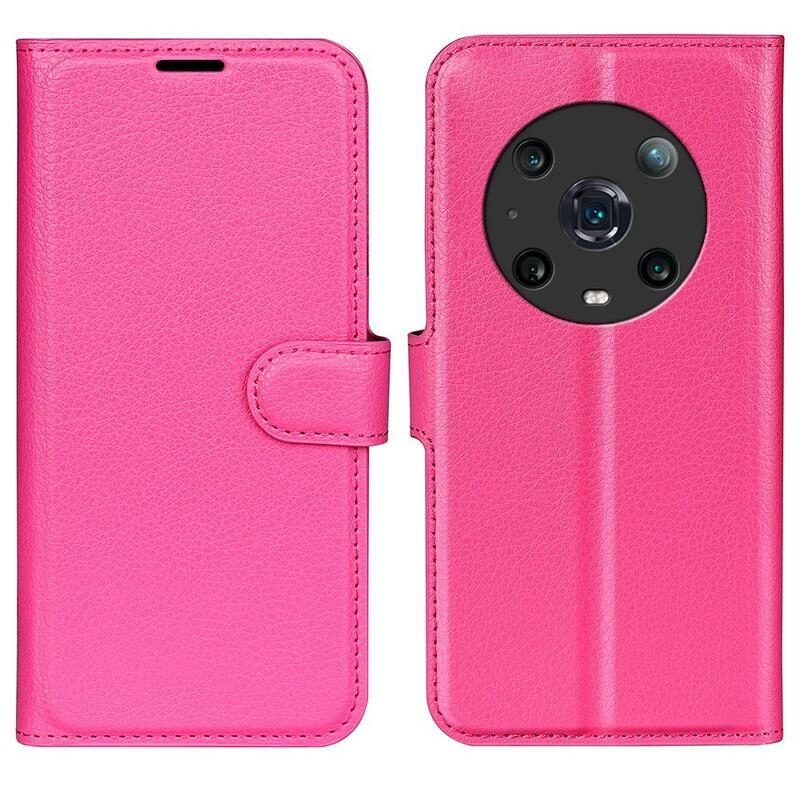Litchi PU kožené peněženkové pouzdro na mobil Honor Magic 4 Pro 5G - rose