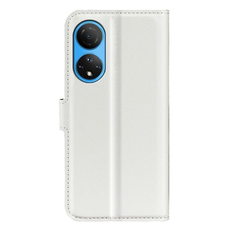 Litchi PU kožené peněženkové pouzdro na mobil Honor X7 - bílé