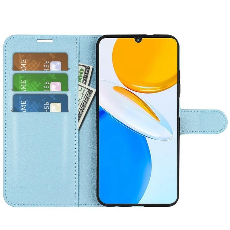 Litchi PU kožené peněženkové pouzdro na mobil Honor X7 - modré
