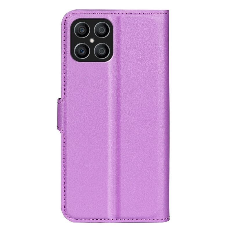 Litchi PU kožené peněženkové pouzdro na mobil Honor X8 - fialové