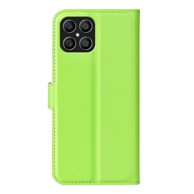 Litchi PU kožené peněženkové pouzdro na mobil Honor X8 - zelené