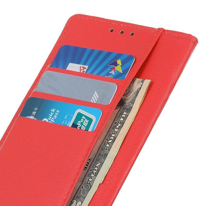 Litchi PU kožené peněženkové pouzdro na mobil Huawei Nova 8i/Honor 50 Lite - červené