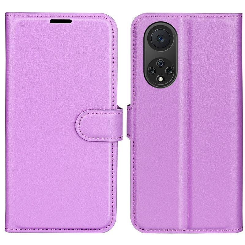 Litchi PU kožené peněženkové pouzdro na mobil Huawei Nova 9/Honor 50 - fialové