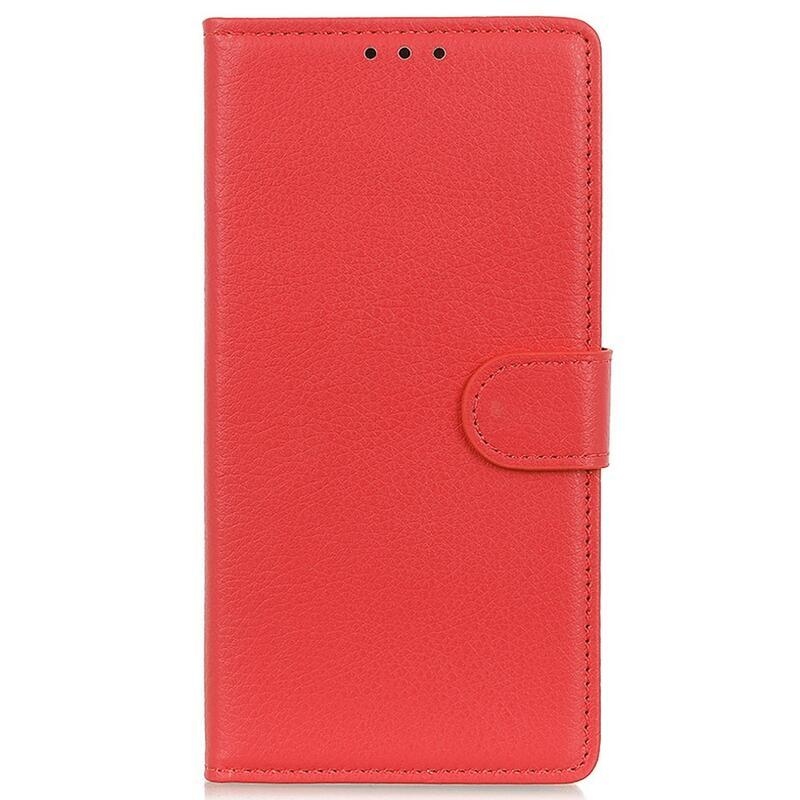 Litchi PU kožené peněženkové pouzdro na mobil Huawei Nova Y70 - červené