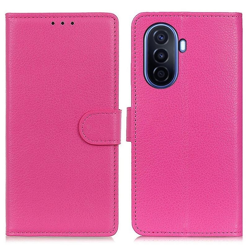 Litchi PU kožené peněženkové pouzdro na mobil Huawei Nova Y70 - rose