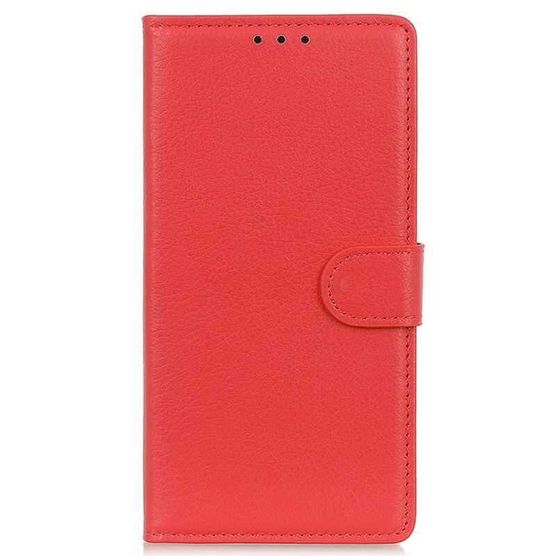 Litchi PU kožené peněženkové pouzdro na mobil Huawei Nova Y90 - červené