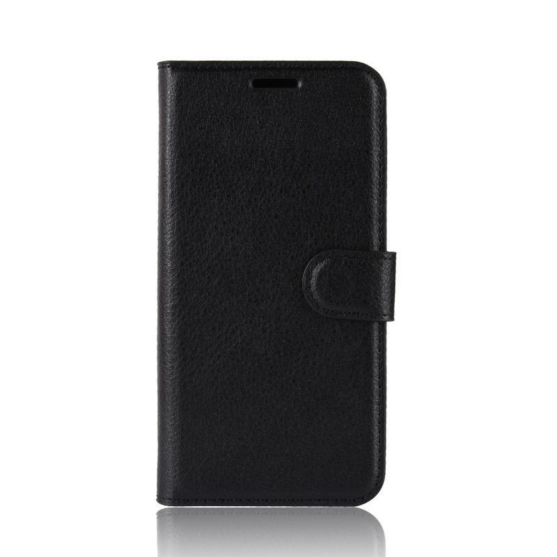 Litchi PU kožené peněženkové pouzdro na mobil Huawei P40 - černé