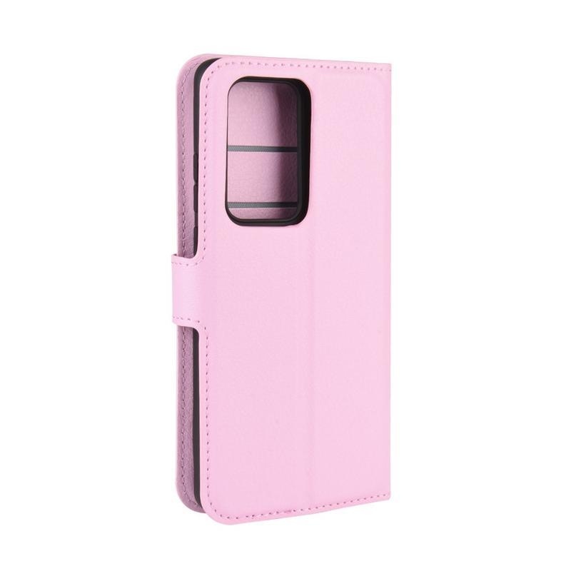 Litchi PU kožené peněženkové pouzdro na mobil Huawei P40 Pro - růžové