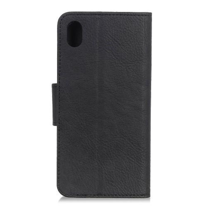 Litchi PU kožené peněženkové pouzdro na mobil Huawei Y5 (2019) - černé
